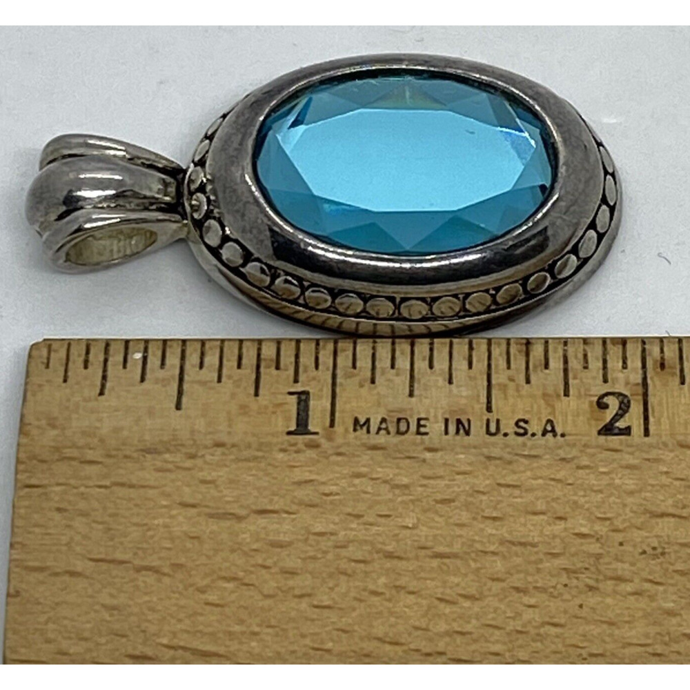 Fashion 2" Silver Metal Pendant Faceted Aquamarine Glass Stone Loop Women Gift - Picture 11 of 12